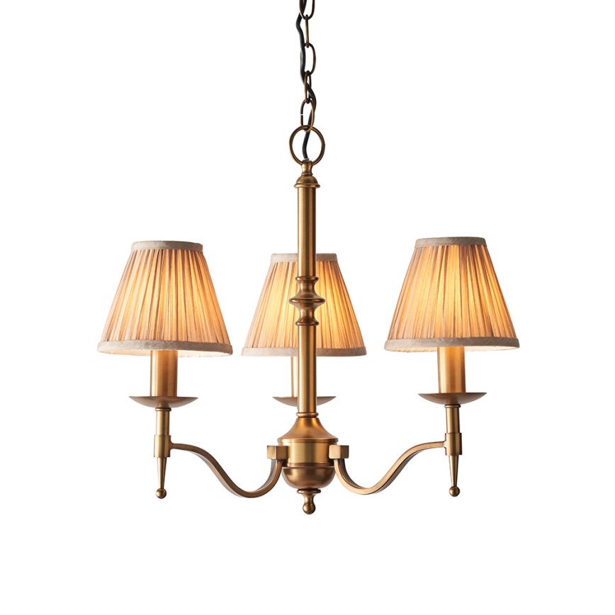 Endon 63628 - Lustre à chaîne STANFORD 3xE14/40W/230V laiton/beige