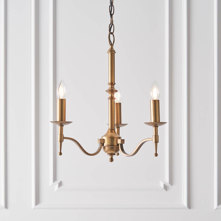 Endon 63628 - Lustre à chaîne STANFORD 3xE14/40W/230V laiton/beige
