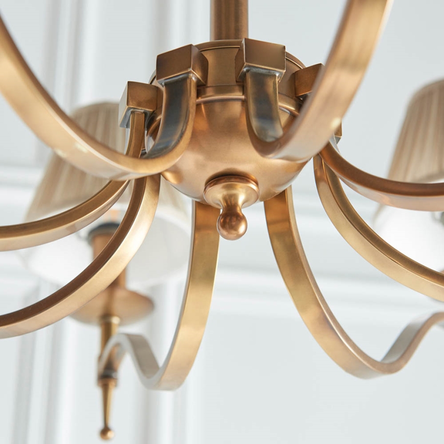 Endon 63629 - Lustre sur chaîne STANFORD 8xE14/40W/230V laiton/beige