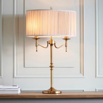 Endon 63648 - Tischlampe STANFORD 2xE14/40W/230V Messing/Beige