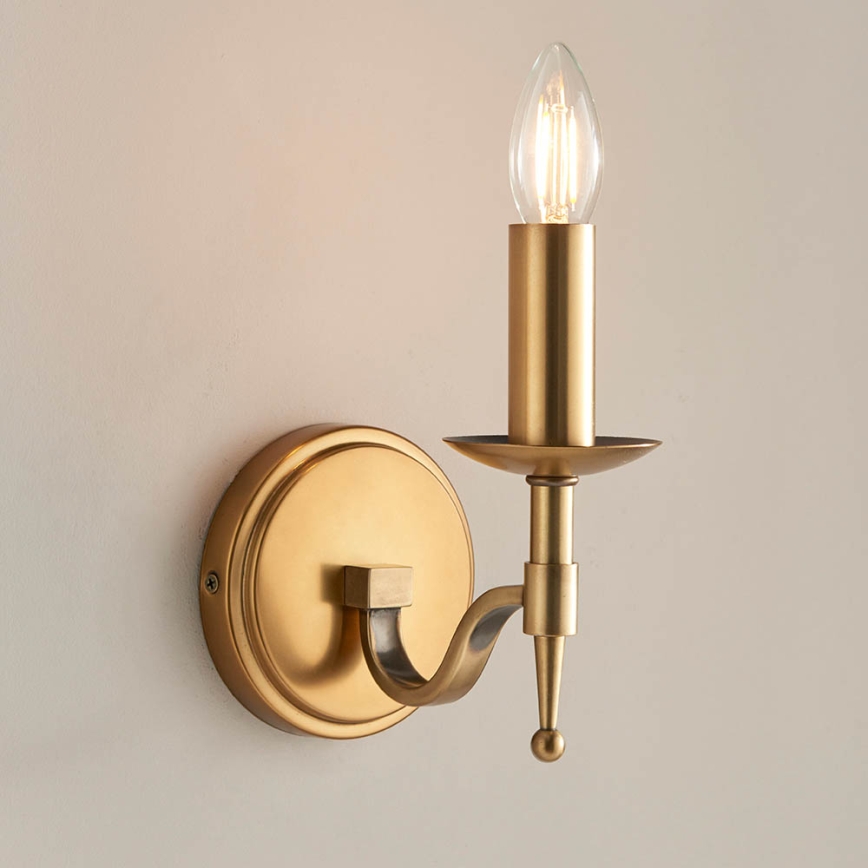 Endon 63653 - Wandleuchte STANFORD 1x E14/40W/230V, Messing/beige
