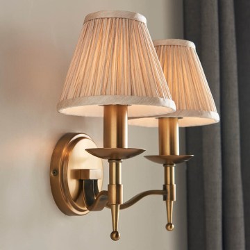Endon 63654 - Lampada da parete STANFORD 2xE14/40W/230V ottone/beige