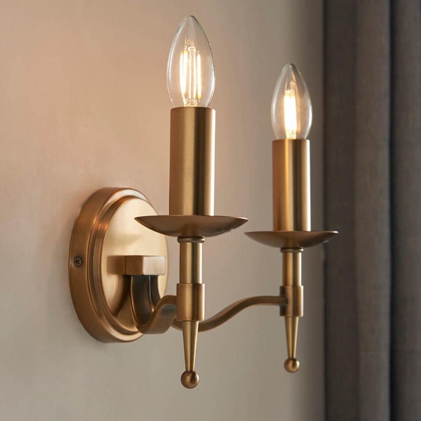 Endon 63654 - Lampada da parete STANFORD 2xE14/40W/230V ottone/beige