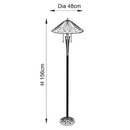 Endon 63934 - Lampada da terra Tiffany ASTORIA 2xE27/60W/230V Ø 48 cm