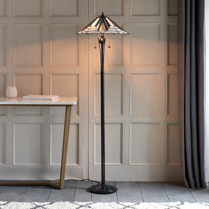 Endon 63934 - Stehleuchte Tiffany ASTORIA 2xE27/60W/230V Ø 48 cm