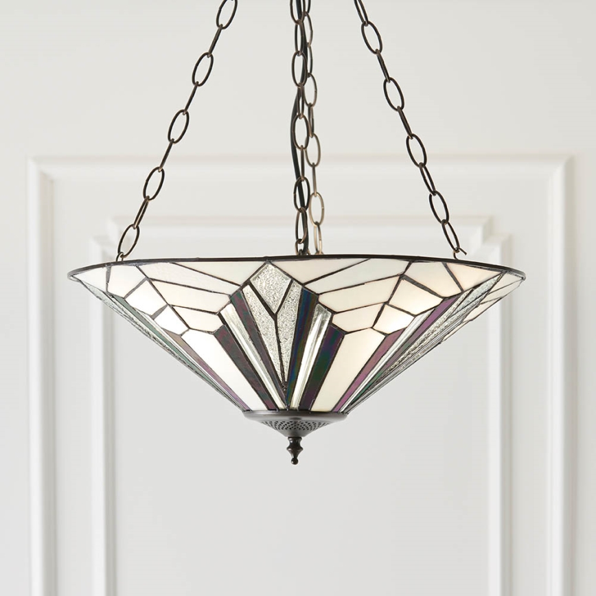 Endon 63936 - Lustre Tiffany ASTORIA suspendu par chaîne, 3xE27/60W/230V, Ø 48 cm