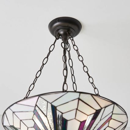 Endon 63936 - Lustre Tiffany ASTORIA suspendu par chaîne, 3xE27/60W/230V, Ø 48 cm