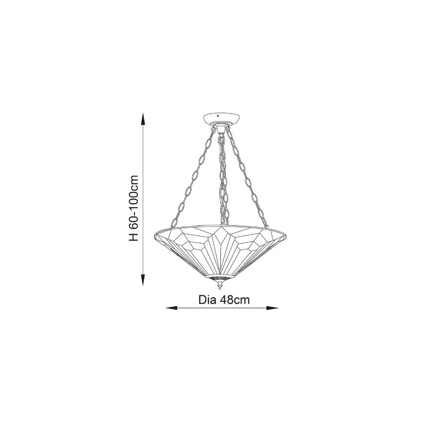 Endon 63936 - Lustre Tiffany ASTORIA suspendu par chaîne, 3xE27/60W/230V, Ø 48 cm