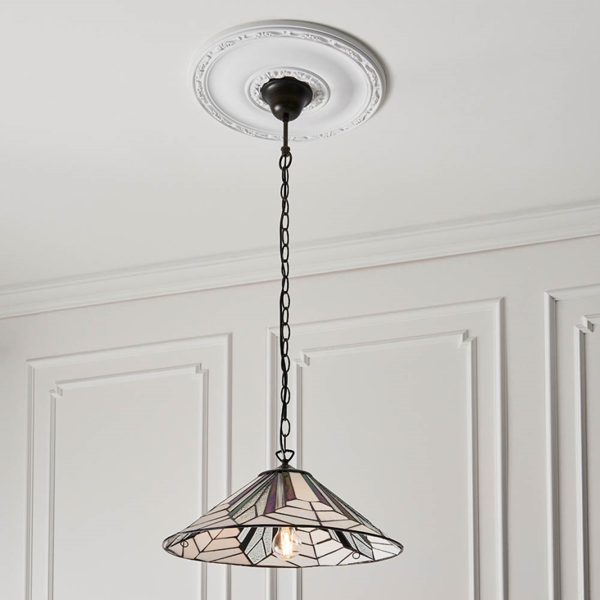 Endon 63938 - Lampadario a catena Tiffany ASTORIA 1xE27/60W/230V Ø 48 cm
