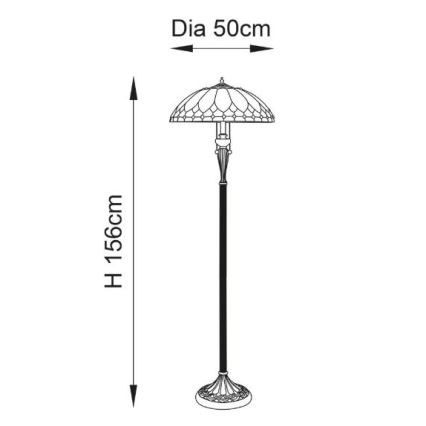 Endon 63972 - Stehlampe Tiffany BROOKLYN 2xE27/60W/230V Ø 50 cm