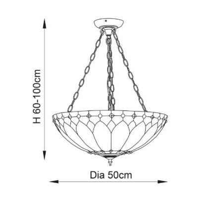Endon 63976 - Kronleuchter mit Kette BROOKLYN 3xE27/60W/230V, Durchmesser 50 cm