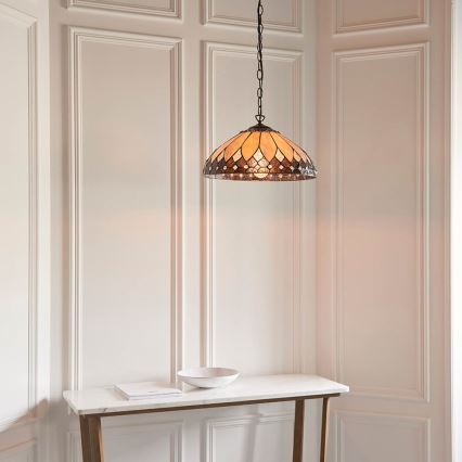 Endon 63977 - Lampadario a catena Tiffany BROOKLYN 1xE27/60W/230V Ø 40 cm