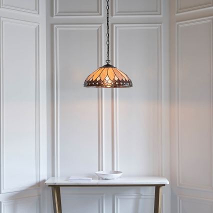 Endon 63977 - Tiffany-Kronleuchter BROOKLYN an Kette 1xE27/60W/230V, Ø 40 cm