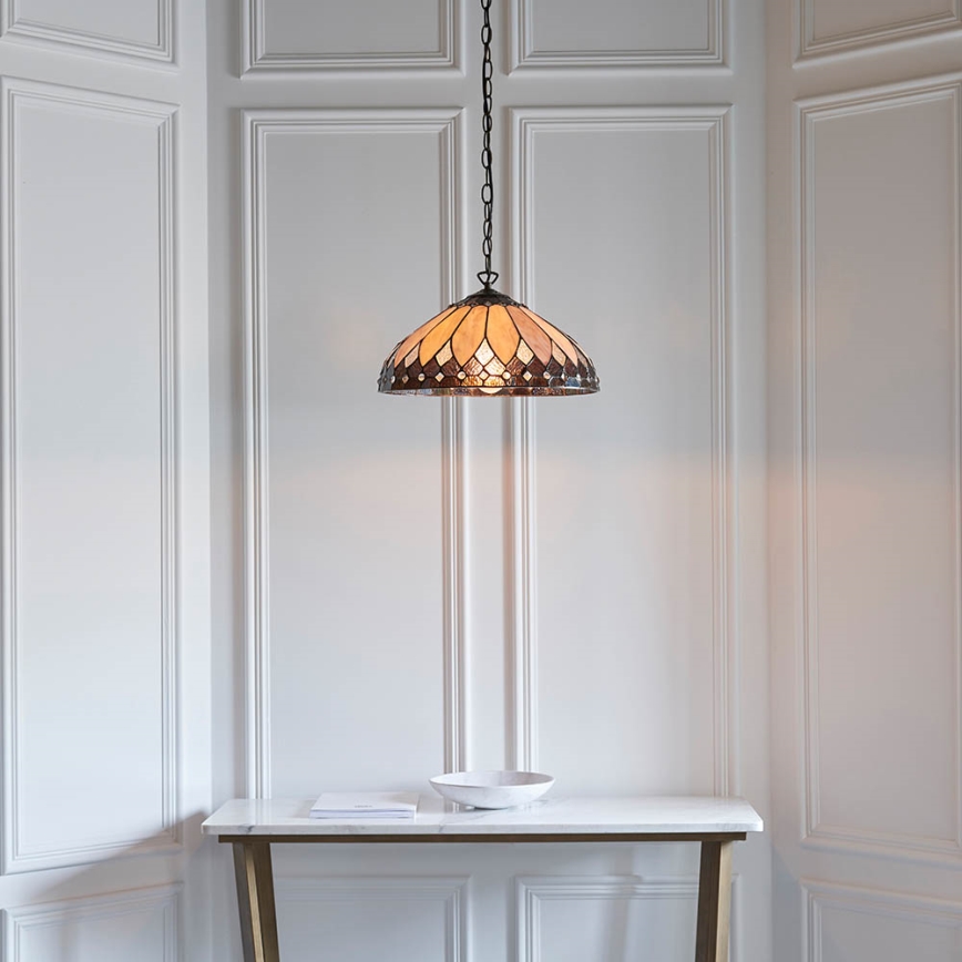 Endon 63977 - Tiffany-Kronleuchter BROOKLYN an Kette 1xE27/60W/230V, Ø 40 cm