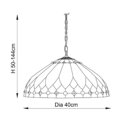 Endon 63977 - Tiffany-Kronleuchter BROOKLYN an Kette 1xE27/60W/230V, Ø 40 cm