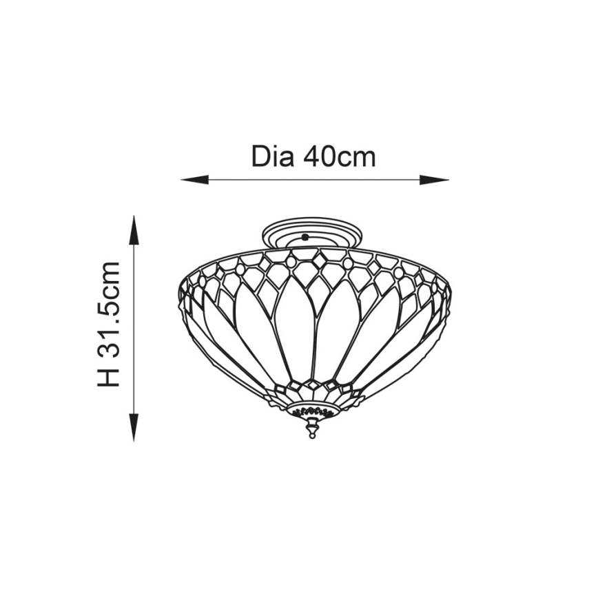 Endon 63978 - Aufbau-Deckenleuchte Tiffany BROOKLYN, 3xE27/60W/230V, Ø 40 cm
