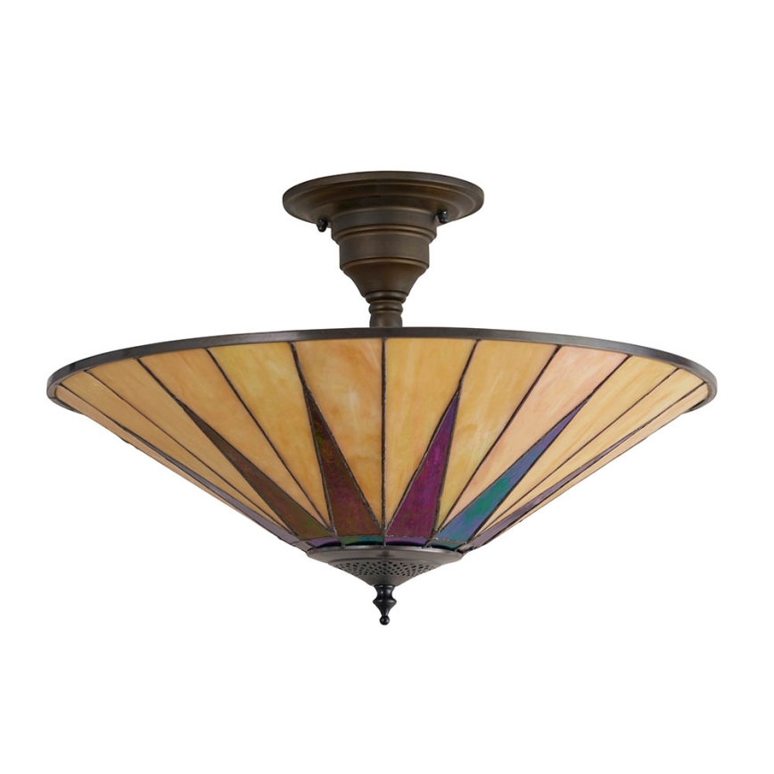 Endon 64043 - Plafonnier Tiffany DARK STAR à montage en surface 3xE27/60W/230V Ø 49 cm