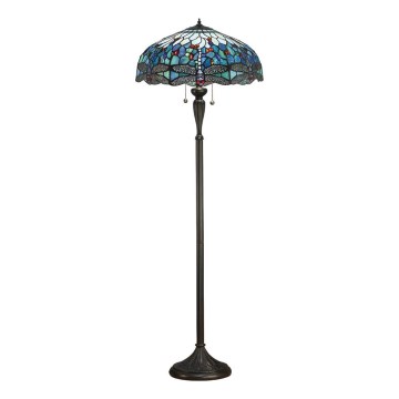 Endon 64069 - Lampada da terra Tiffany DRAGONFLY 2xE27/60W/230V Ø 50 cm