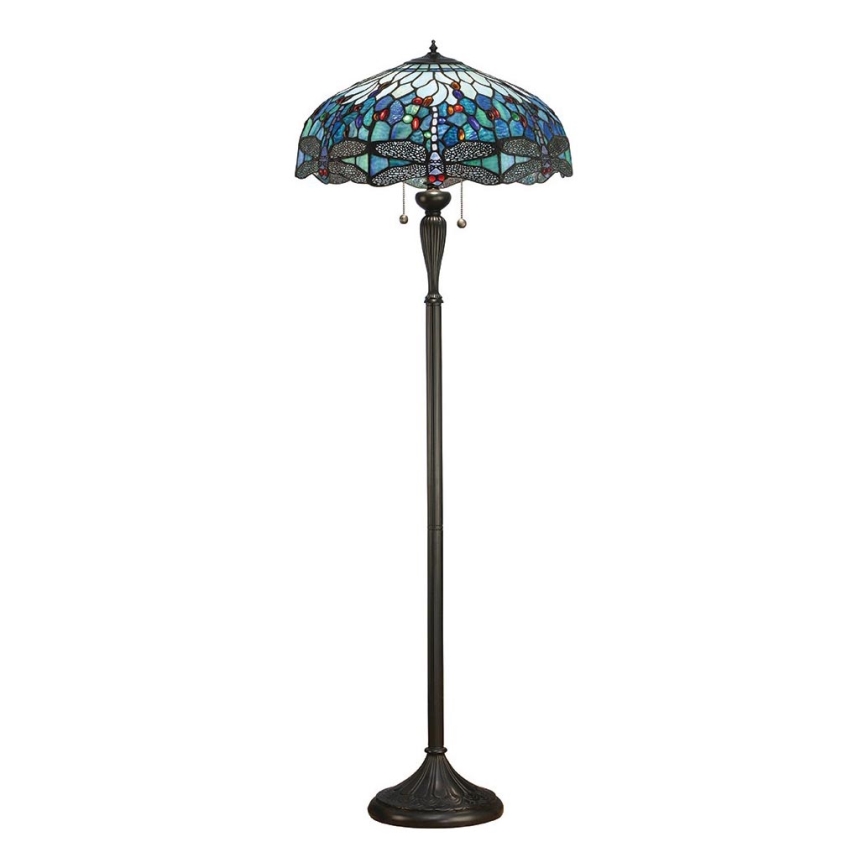 Endon 64069 - Lampada da terra Tiffany DRAGONFLY 2xE27/60W/230V Ø 50 cm