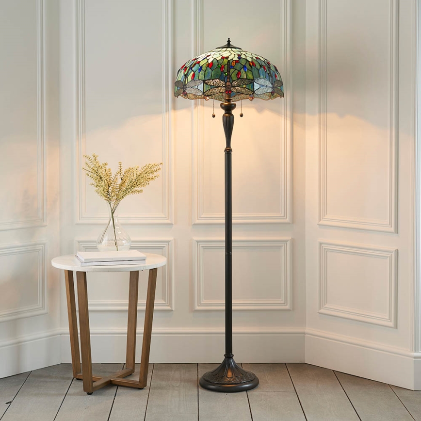 Endon 64069 - Lampadaire Tiffany DRAGONFLY 2xE27/60W/230V Ø 50 cm