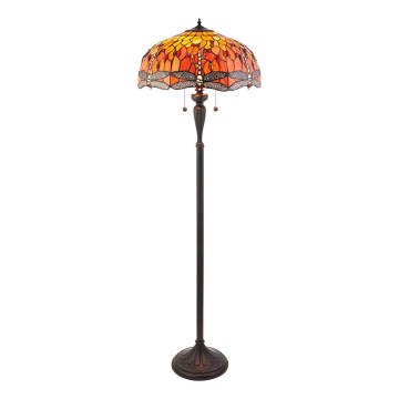 Endon 64070 - Lampada da terra Tiffany DRAGONFLY 2xE27/60W/230V Ø 50 cm