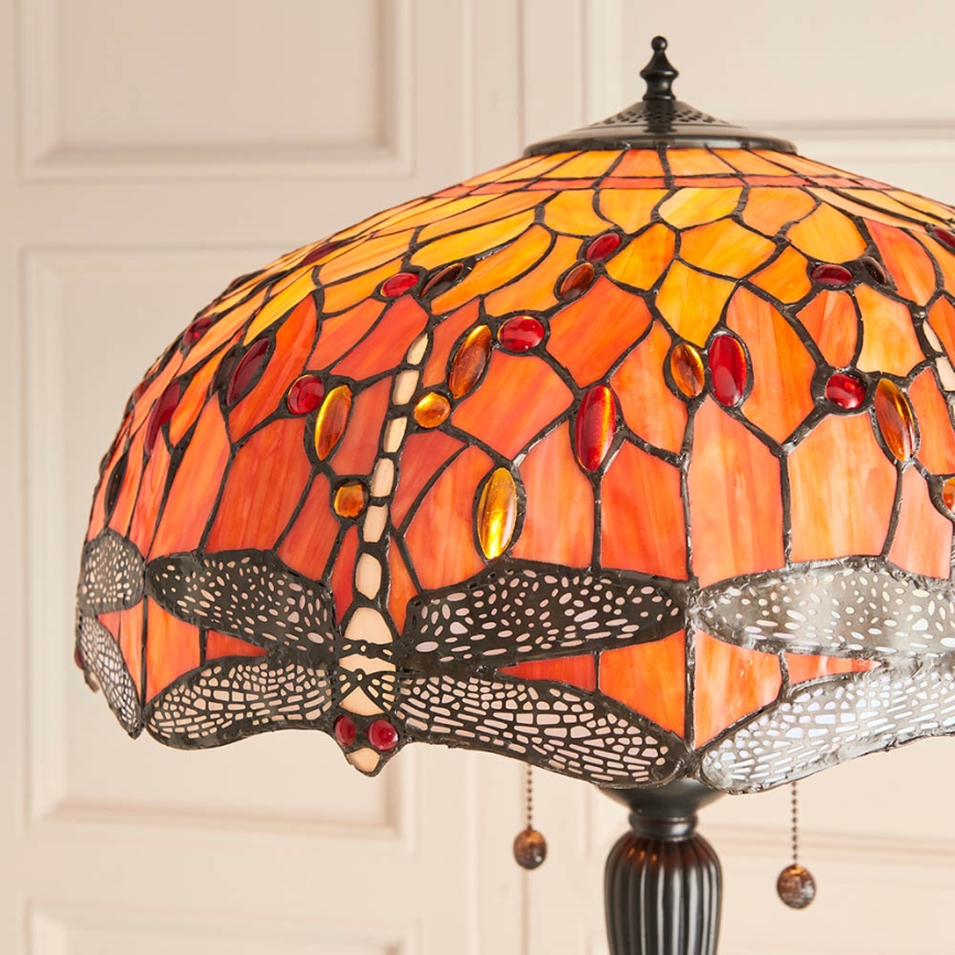 Endon 64070 - Lampada da terra Tiffany DRAGONFLY 2xE27/60W/230V Ø 50 cm