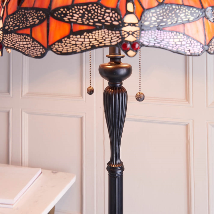 Endon 64070 - Lampada da terra Tiffany DRAGONFLY 2xE27/60W/230V Ø 50 cm