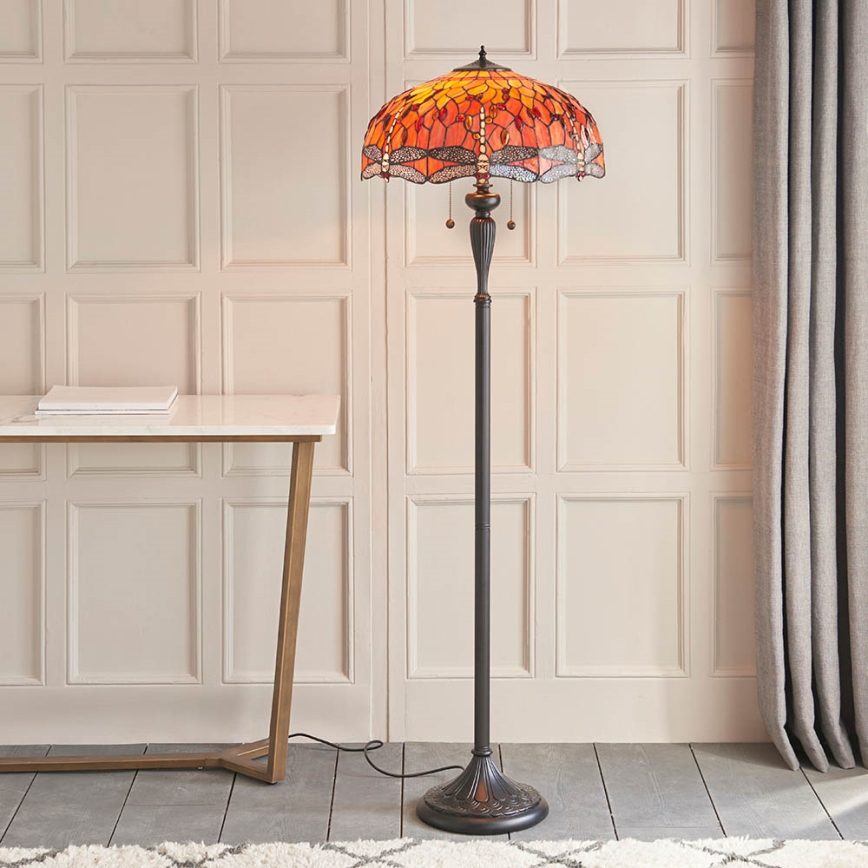 Endon 64070 - Stehleuchte Tiffany DRAGONFLY 2xE27/60W/230V Ø 50 cm
