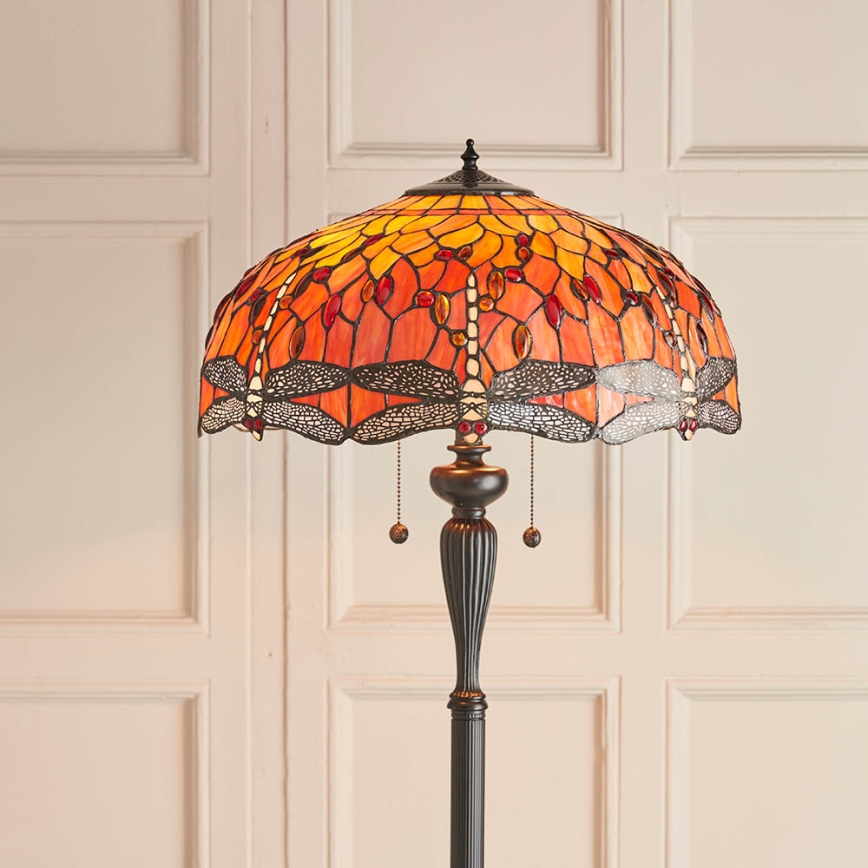 Endon 64070 - Stehleuchte Tiffany DRAGONFLY 2xE27/60W/230V Ø 50 cm