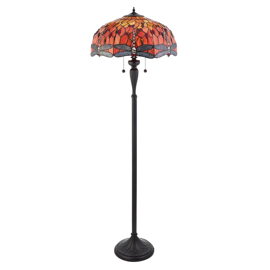 Endon 64070 - Stehleuchte Tiffany DRAGONFLY 2xE27/60W/230V Ø 50 cm