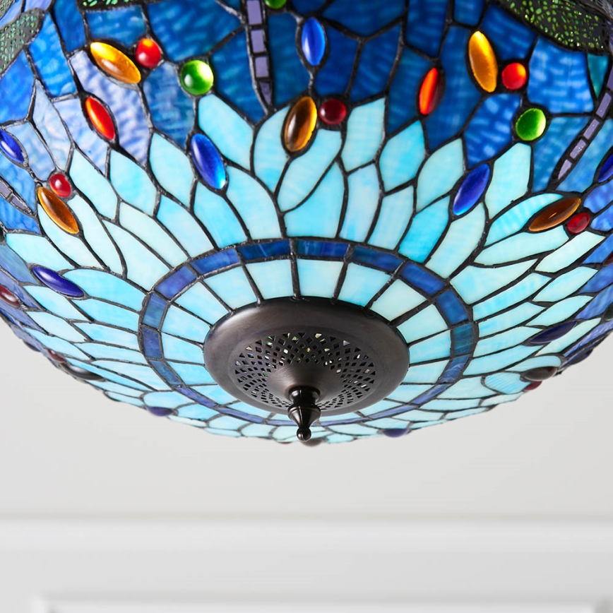 Endon 64075 - Kronleuchter an Kette Tiffany DRAGONFLY 3xE27/60W/230V Ø 41 cm