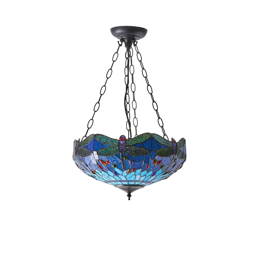 Endon 64075 - Kronleuchter an Kette Tiffany DRAGONFLY 3xE27/60W/230V Ø 41 cm