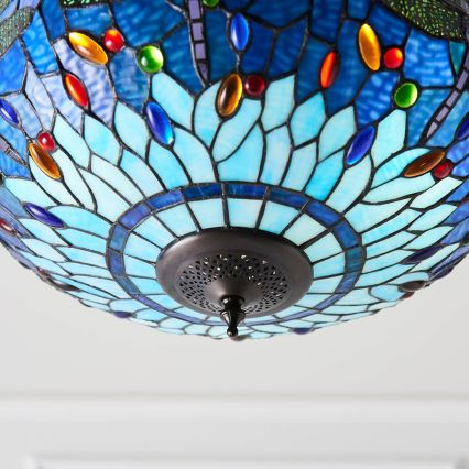 Endon 64075 - Suspension à chaîne Tiffany DRAGONFLY 3xE27/60W/230V Ø 41 cm