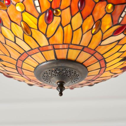 Endon 64076 - Lampadario a catena Tiffany DRAGONFLY 3xE27/60W/230V Ø 41 cm