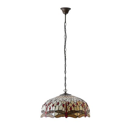 Endon 64079 - Lampadario con catena Tiffany DRAGONFLY 3xE27/60W/230V Ø 50 cm