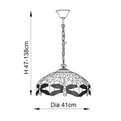 Endon 64080 - Kronleuchter an Kette DRAGONFLY, 3x E27/60W/230V, Durchmesser 41 cm