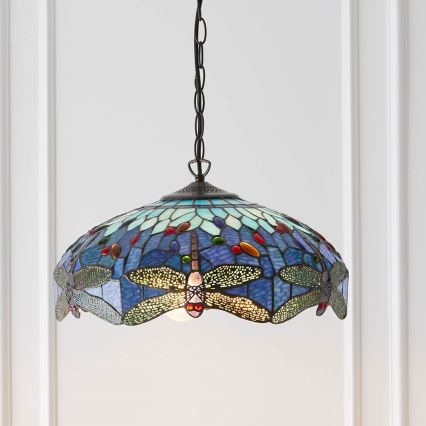 Endon 64080 - Lampadario a catena Tiffany DRAGONFLY 3xE27/60W/230V Ø 41 cm