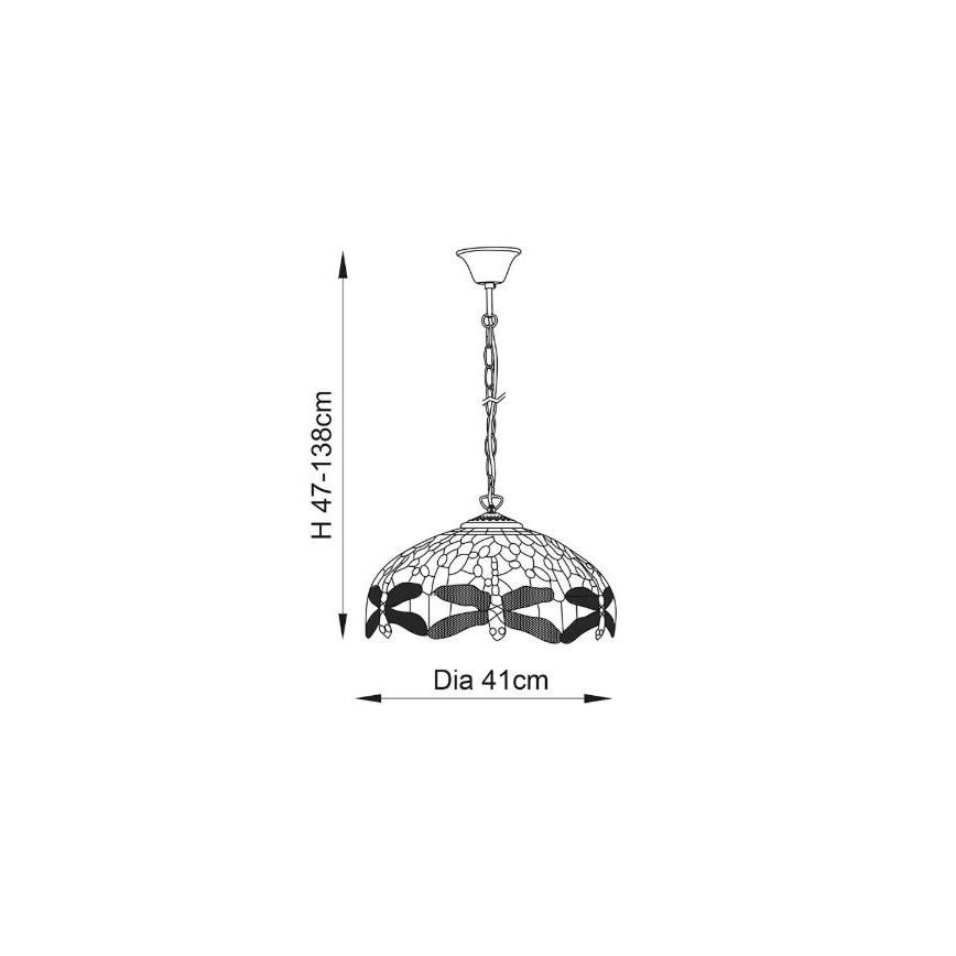 Endon 64080 - Lampadario a catena Tiffany DRAGONFLY 3xE27/60W/230V Ø 41 cm