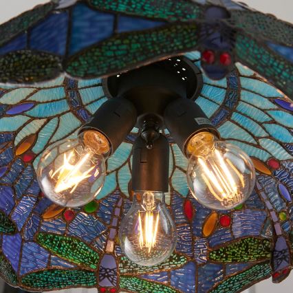 Endon 64080 - Lustre sur chaîne Tiffany DRAGONFLY 3xE27/60W/230V Ø 41 cm