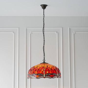 Endon 64082 - Hängeleuchte mit Kette Tiffany DRAGONFLY 3xE27/60W/230V Ø 50 cm