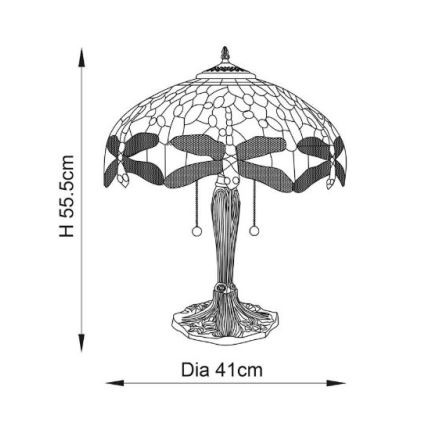 Endon 64085 - Lampada da tavolo Tiffany DRAGONFLY 2xE27/60W/230V Ø 41 cm