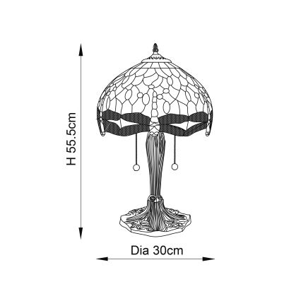 Endon 64086 - Lampada da tavolo Tiffany DRAGONFLY 2xE27/60W/230V Ø 30 cm