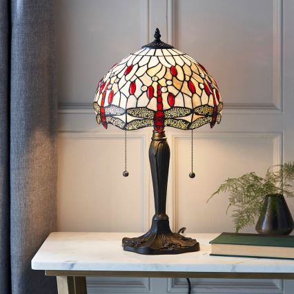 Endon 64086 - Lampe de table Tiffany DRAGONFLY 2xE27/60W/230V Ø 30 cm