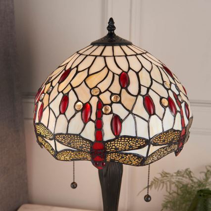 Endon 64086 - Lampe de table Tiffany DRAGONFLY 2xE27/60W/230V Ø 30 cm