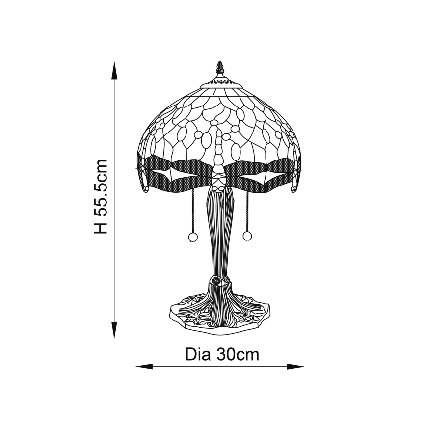 Endon 64086 - Tischlampe Tiffany DRAGONFLY 2xE27/60W/230V Ø 30 cm