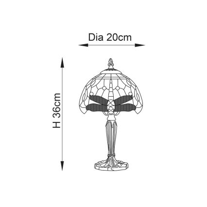 Endon 64088 - Lampada da tavolo Tiffany DRAGONFLY 1xE14/40W/230V Ø 20 cm