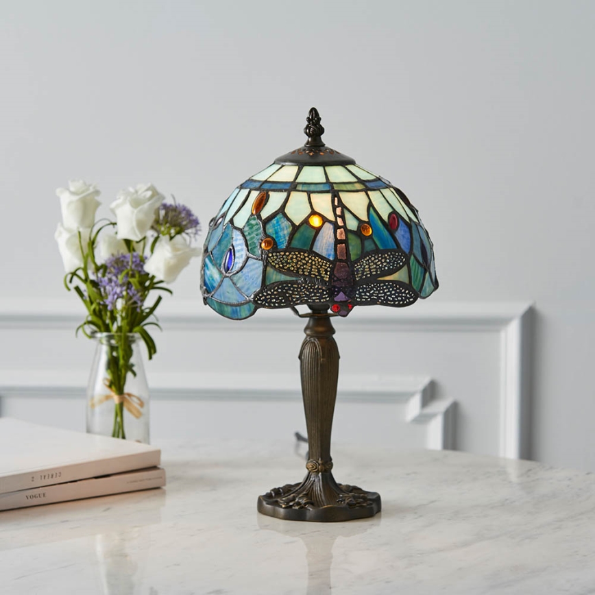 Endon 64088 - Tischlampe Tiffany DRAGONFLY 1xE14/40W/230V Ø 20 cm