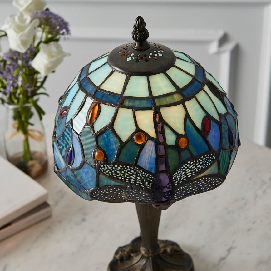 Endon 64088 - Tischlampe Tiffany DRAGONFLY 1xE14/40W/230V Ø 20 cm