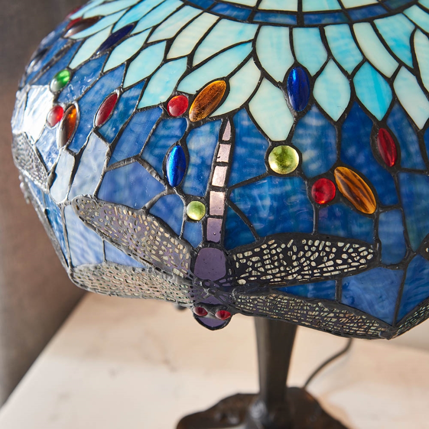Endon 64089 - Lampada da tavolo Tiffany DRAGONFLY 2xE27/60W/230V Ø 41 cm