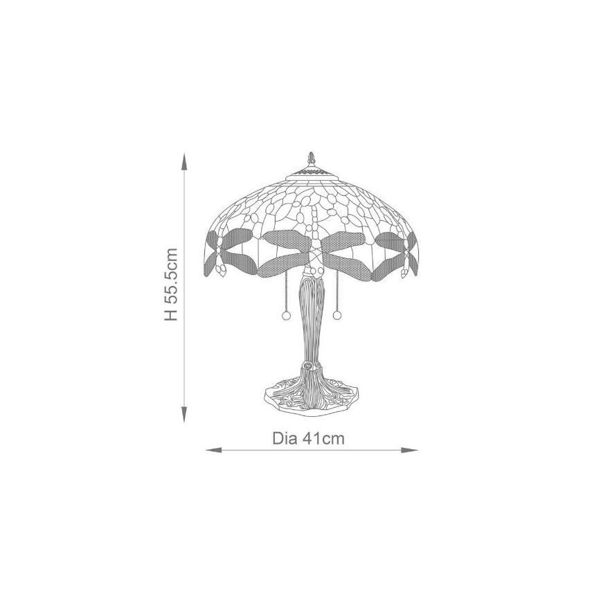 Endon 64089 - Lampada da tavolo Tiffany DRAGONFLY 2xE27/60W/230V Ø 41 cm